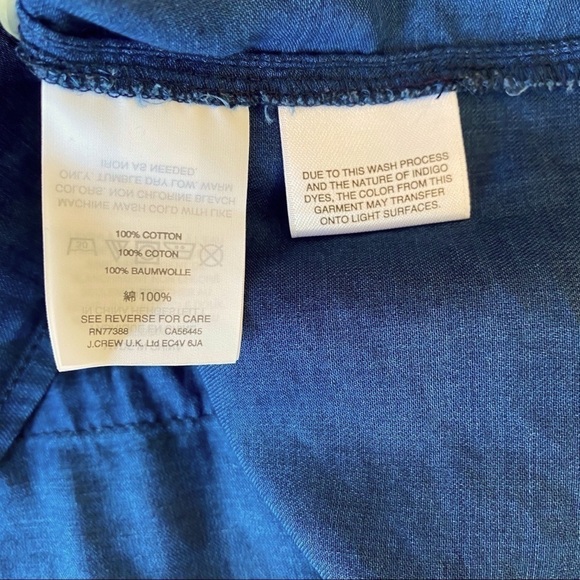 J. CREW Button Down Peplum Blouse In Dark Blue Wash Size 4 NEW - Picture 7 of 9